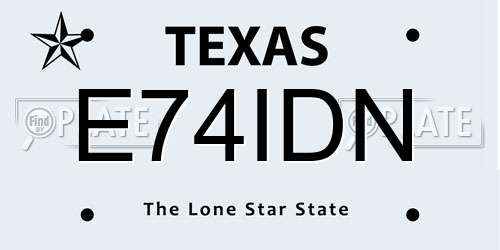 E74IDN Texas License Plate