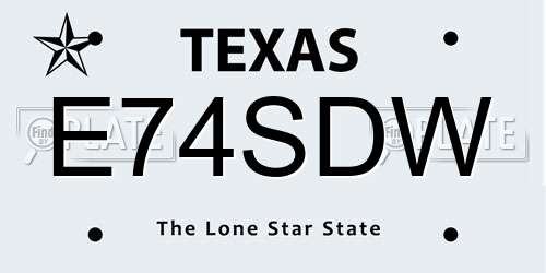 E74SDW Texas License Plate