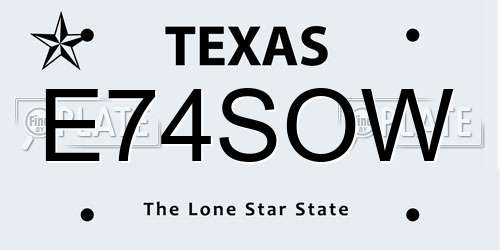 E74SOW Texas License Plate