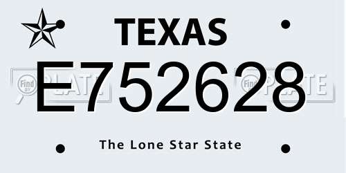 E752628 Texas License Plate
