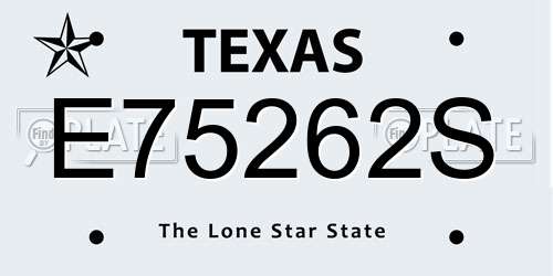 E75262S Texas License Plate