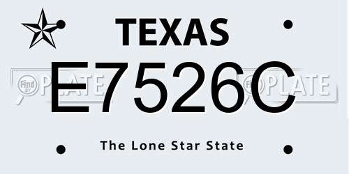 E7526C Texas License Plate