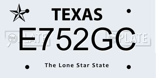 E752GC Texas License Plate