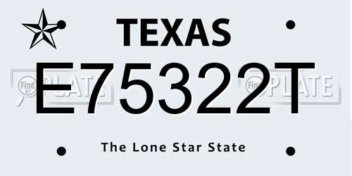 E75322T Texas License Plate