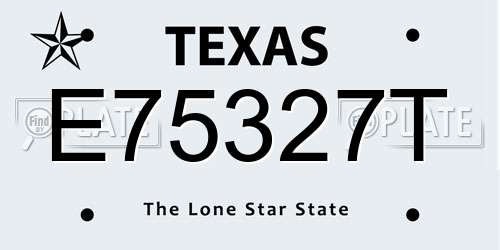 E75327T Texas License Plate