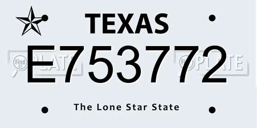 E753772 Texas License Plate