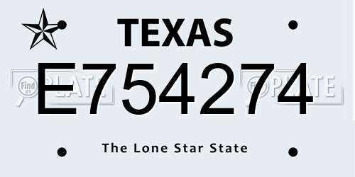 E754274 Texas License Plate