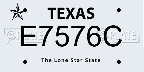 E7576C Texas License Plate