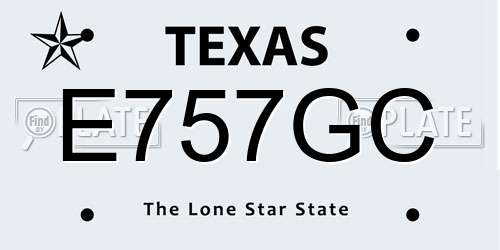 E757GC Texas License Plate