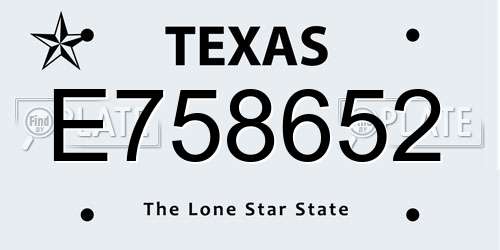 E758652 Texas License Plate