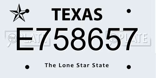 E758657 Texas License Plate
