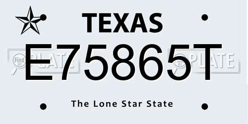 E75865T Texas License Plate