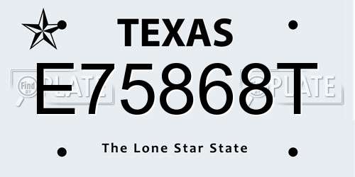 E75868T Texas License Plate