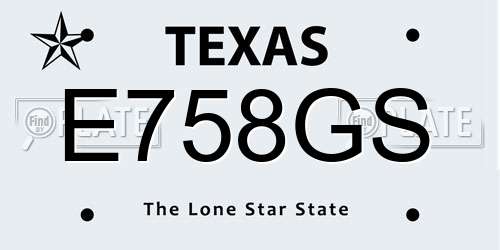 E758GS Texas License Plate