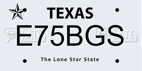 E75BGS Texas License Plate
