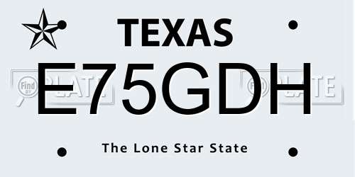 E75GDH Texas License Plate
