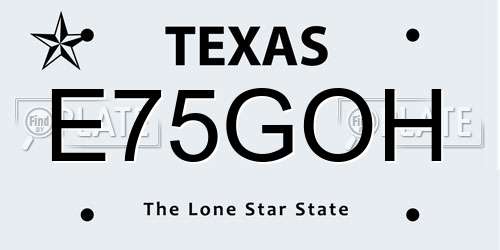 E75GOH Texas License Plate