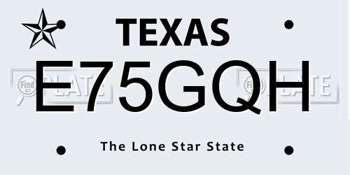 E75GQH Texas License Plate