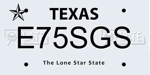 E75SGS Texas License Plate