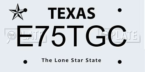 E75TGC Texas License Plate