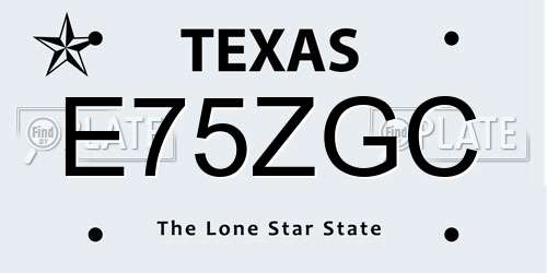 E75ZGC Texas License Plate