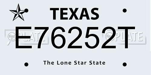E76252T Texas License Plate