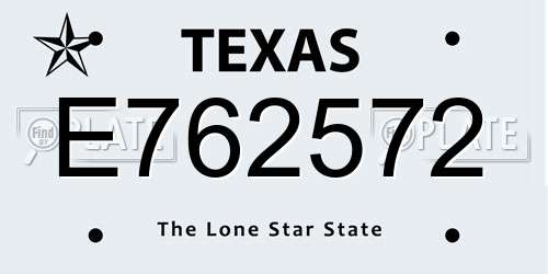 E762572 Texas License Plate