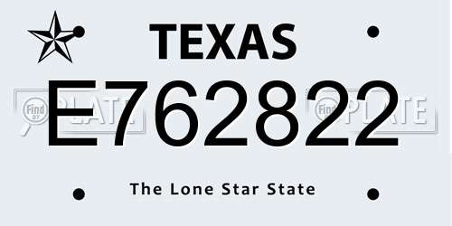 E762822 Texas License Plate