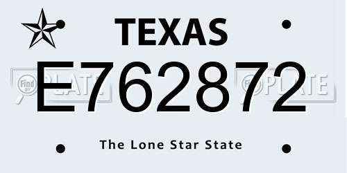 E762872 Texas License Plate