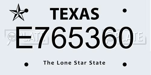 E765360 Texas License Plate