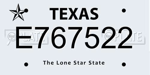 E767522 Texas License Plate