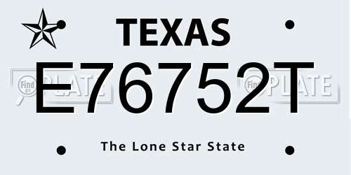 E76752T Texas License Plate