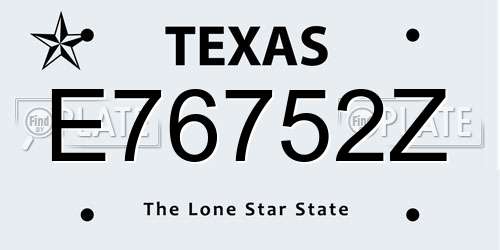 E76752Z Texas License Plate