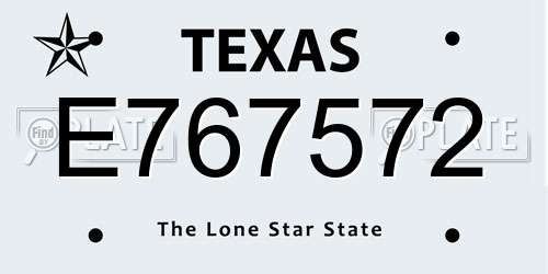 E767572 Texas License Plate