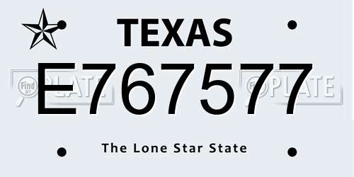 E767577 Texas License Plate