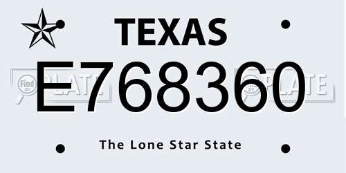 E768360 Texas License Plate