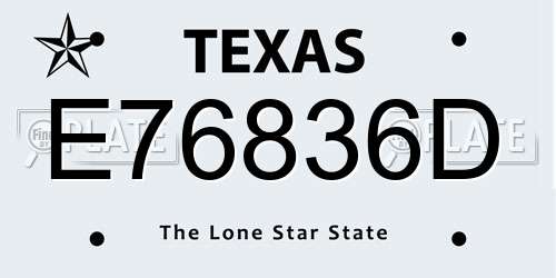 E76836D Texas License Plate