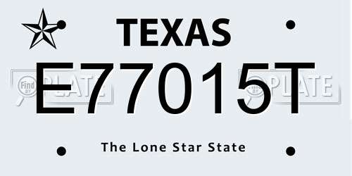 E77015T Texas License Plate