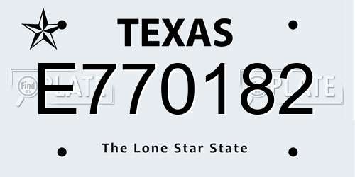 E770182 Texas License Plate