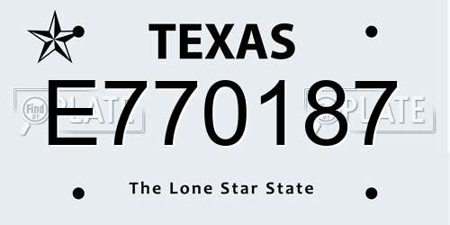 E770187 Texas License Plate