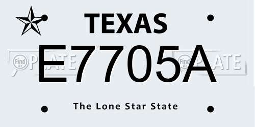 E7705A Texas License Plate