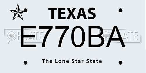 E770BA Texas License Plate