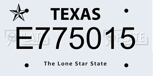 E775015 Texas License Plate
