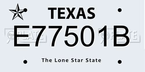E77501B Texas License Plate
