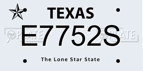 E7752S Texas License Plate