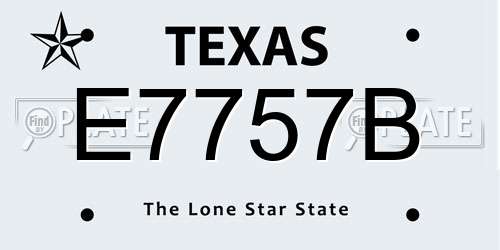 E7757B Texas License Plate