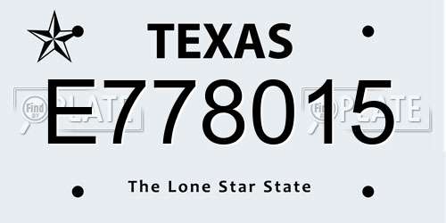 E778015 Texas License Plate