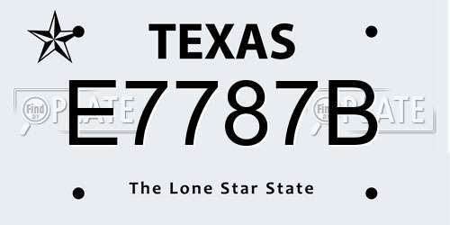 E7787B Texas License Plate