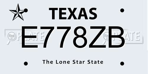 E778ZB Texas License Plate