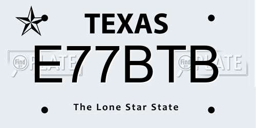 E77BTB Texas License Plate